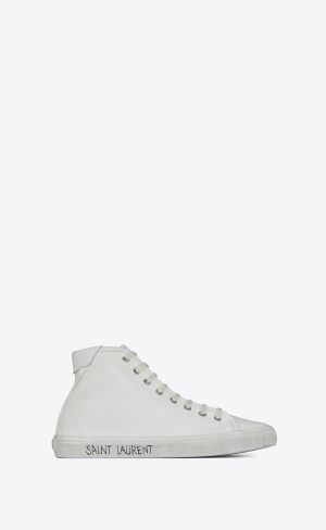 YSL Malibu Mid-top Sneakers In Canvas And Läder Vita | DBH601347