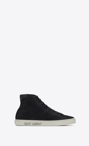 YSL Malibu Mid-top Sneakers In Canvas And Läder Svarta | UTO069823