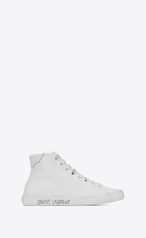 YSL Malibu Mid-top Sneakers In Smooth Läder Vita | WTS809451