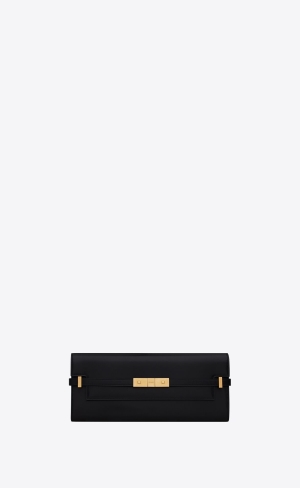 YSL Manhattan Clutch In Box Saint Laurent Läder Noir | EZG032549