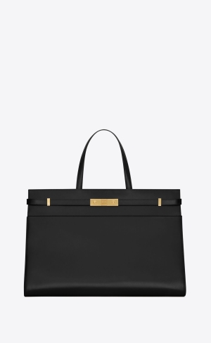 YSL Manhattan Large Shopping Bag In Shiny Läder Svarta | XYM027315