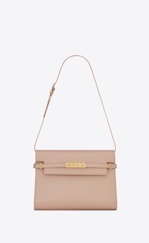 YSL Manhattan Shoulder Bag In Box Saint Laurent Läder Bruna | JLB083796