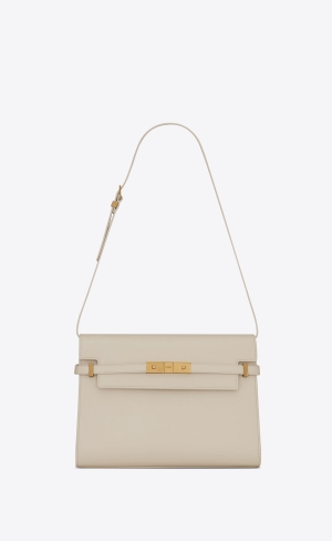 YSL Manhattan Shoulder Bag In Box Saint Laurent Läder Blanc Vintage | XOL160879