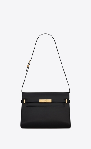 YSL Manhattan Shoulder Bag In Box Saint Laurent Läder Svarta | YBW032689