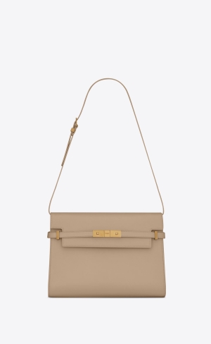 YSL Manhattan Shoulder Bag In Box Saint Laurent Läder Grå | ZWF957038