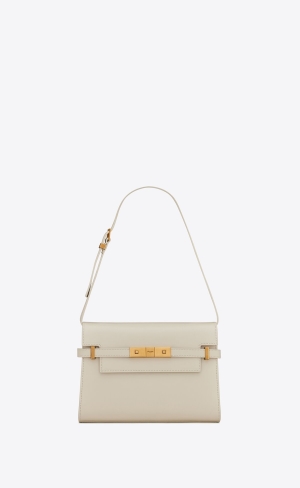 YSL Manhattan Small Shoulder Bag In Box Saint Laurent Läder Blanc Vintage | AJN678493