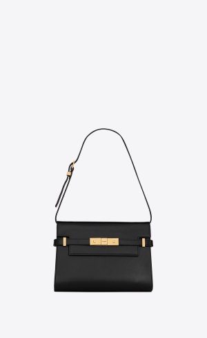 YSL Manhattan Small Shoulder Bag In Box Saint Laurent Läder Svarta | IYU750368