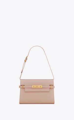 YSL Manhattan Small Shoulder Bag In Box Saint Laurent Läder Bruna | QID781694