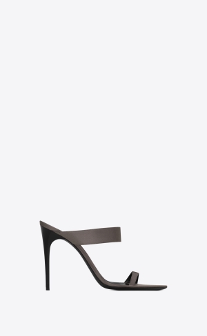 YSL Martha Mules In Silk Satin Grå | WKI950487