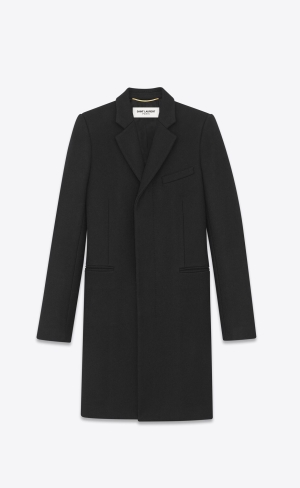 YSL Masculine Ull Coat Svarta | FGJ283695