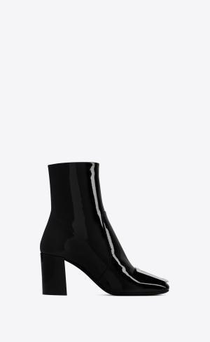YSL Maxine Booties In Lack Läder Svarta | ZXF647108