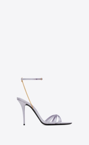 YSL Melody Sandals In Crepe Satin Soft Lila | QWE903621
