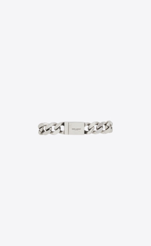 YSL Metal Curb Chain Bracelet Silver | WIC219803