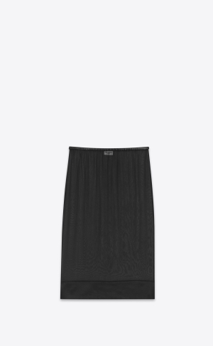 YSL Midi Skirt In Crepe Muslin Svarta | VJZ359872