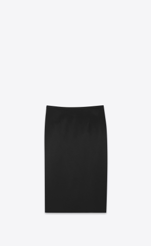 YSL Midi Skirt In Crepe Satin Svarta | XUQ570482