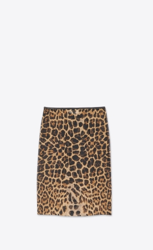 YSL Midi Skirt In Leopard Silk Georgette Leopard | GBC108735