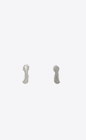 YSL Mini Hoop Earrings In Metal Palladium | XAC361245