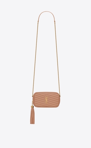 YSL Mini Lou Mini Bag In Quiltad Grain De Poudre Embossed Läder Korall | LES236147