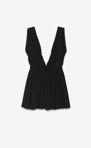 YSL Mini-dress In Jersey Voile Noir | KAY418253