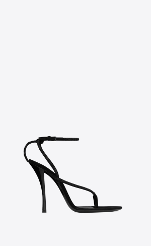 YSL Nadja Sandals In Mocka And Rhinestones Svarta | CFD309821