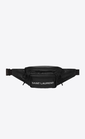 YSL Nuxx Crossbody Bag In Nylon Svarta Platina | CHK951372