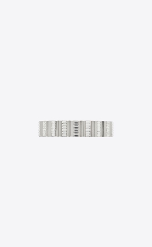 YSL Odeon Rhinestone Cuff Bracelet In Metal Palladium And Crystal | UJE743609