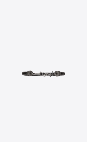 YSL Opyum Bracelet In Crinkled Läder And Metal Svarta | GUW913487