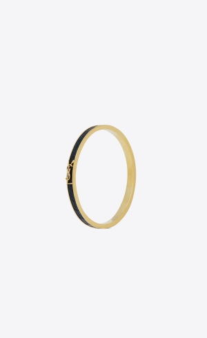 YSL Opyum Bracelet In Lizard-embossed Läder And Metal Svarta | FQD849235