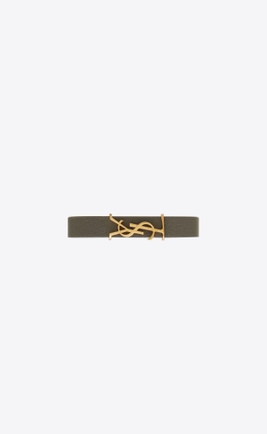 YSL Opyum Bracelet In Läder And Metal Grå Khaki | VDK926480