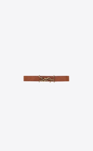 YSL Opyum Bracelet In Smooth Vegetable-tanned Läder And Metal Bruna Guld | CGB527364