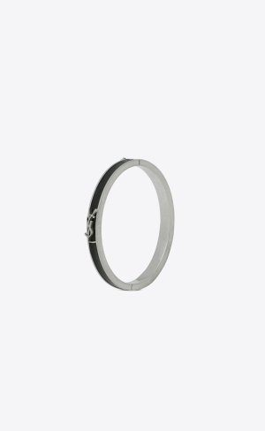 YSL Opyum Bracelet In Vegetable-tanned Läder And Metal Svarta | OEH438196