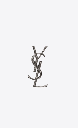 YSL Opyum Crocodile Brooch In Silver Brass Silver | IDV073816