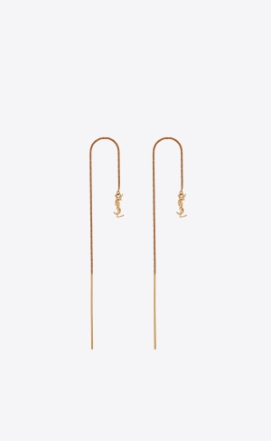 YSL Opyum Long Threader Earrings In Metal Guld | BHM342756