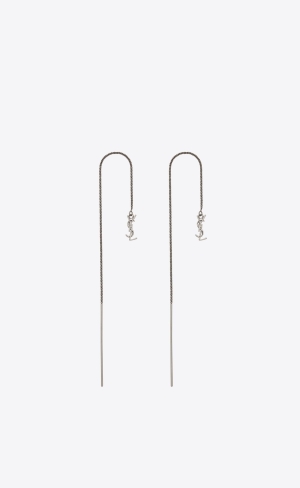 YSL Opyum Long Threader Earrings In Metal Mirror | TRP471208