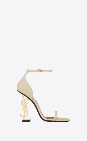 YSL Opyum Sandals In Smooth Läder Beige | LQK931682