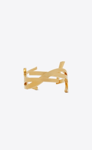 YSL Opyum Twist Cuff Bracelet In Metal Guld | HFJ754012