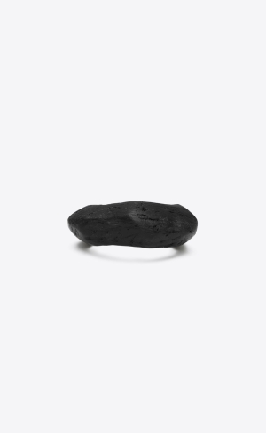 YSL Organic Arty Cuff Bracelet In Wood Silver Svarta | YIK375984