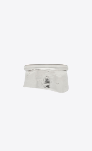 YSL Organic Wave Cuff Bracelet In Metal Silver | EQG941305