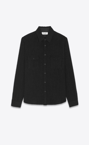 YSL Overshirt In Ull Noir Blanc | TRW314826