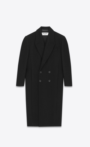 YSL Oversize Coat In Cashmere Svarta | ZAD825690