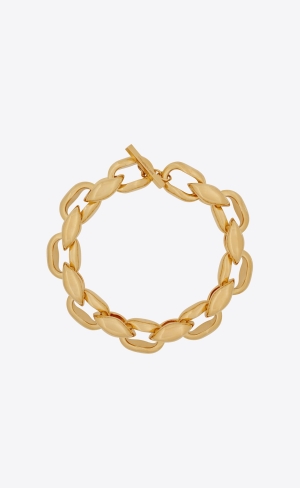 YSL Oversize Modernist Link Necklace In Metal Guld | HBG415706