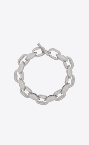 YSL Oversize Modernist Link Necklace In Metal Palladium | UIX269438
