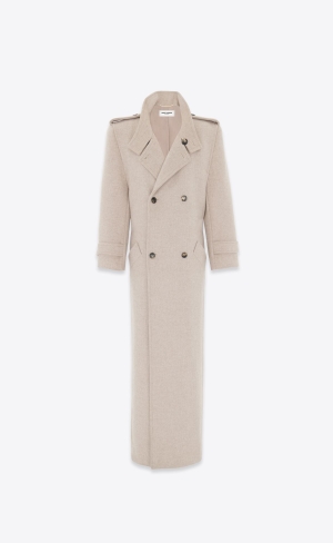 YSL Oversized Coat In Ull Beige | NUB239704