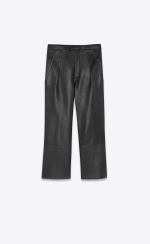 YSL Plisserad Pants In Lambskin Noir | FTD749835