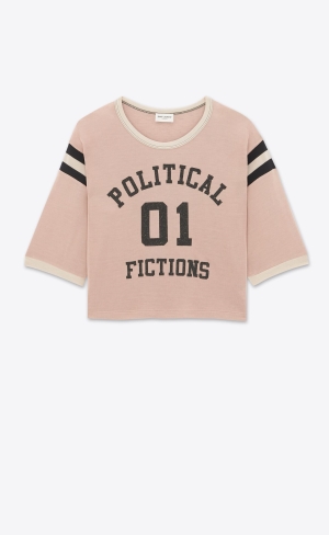 YSL Political Fictions Cropped T-shirt Rosa | IPQ720164