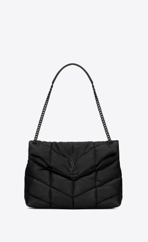 YSL Puffer Medium Chain Bag In Quiltad Lambskin Svarta | KCE439256