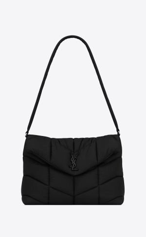 YSL Puffer Messenger Bag In Econyl® Regenerated Nylon Svarta | HTS031264