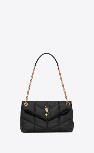 YSL Puffer Small Chain Bag In Quiltad Lambskin Svarta | XYQ604381