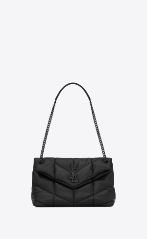 YSL Puffer Small Chain Bag In Quiltad Lambskin Svarta | YNP297160