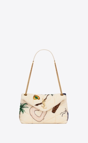 YSL Puffer Small In Quiltad Terrycloth Olika Färger Vita | WRX235081